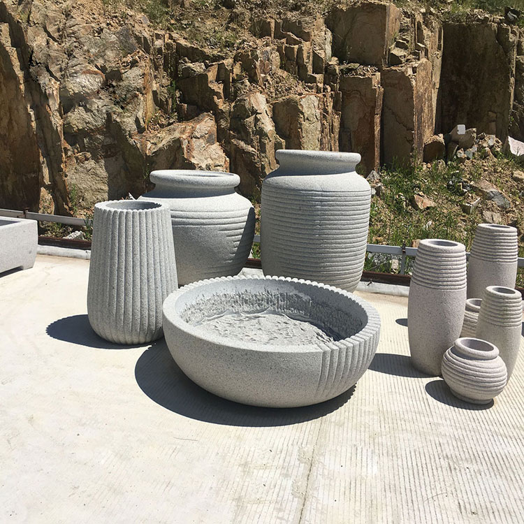 Light Grey Stone Flower Pot Stone Wholesale