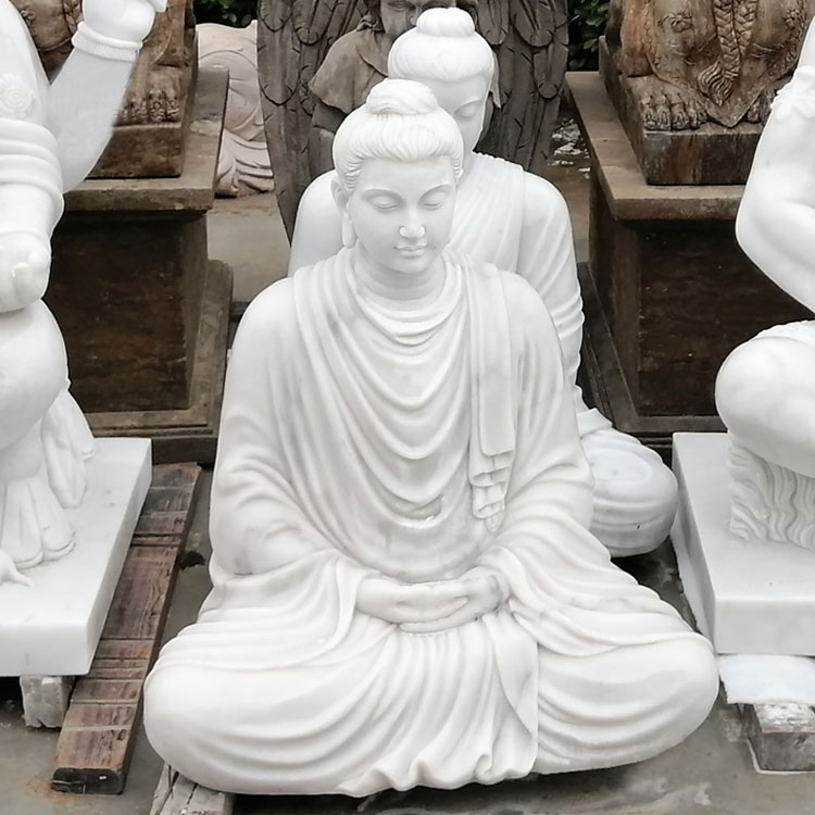 Meditating White Marble Sitting Buddha Statues For Sale