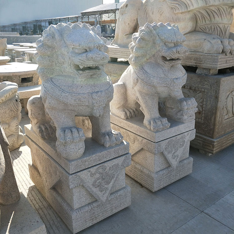 Natural Stone Carving Large Chinese Lion Sculpture