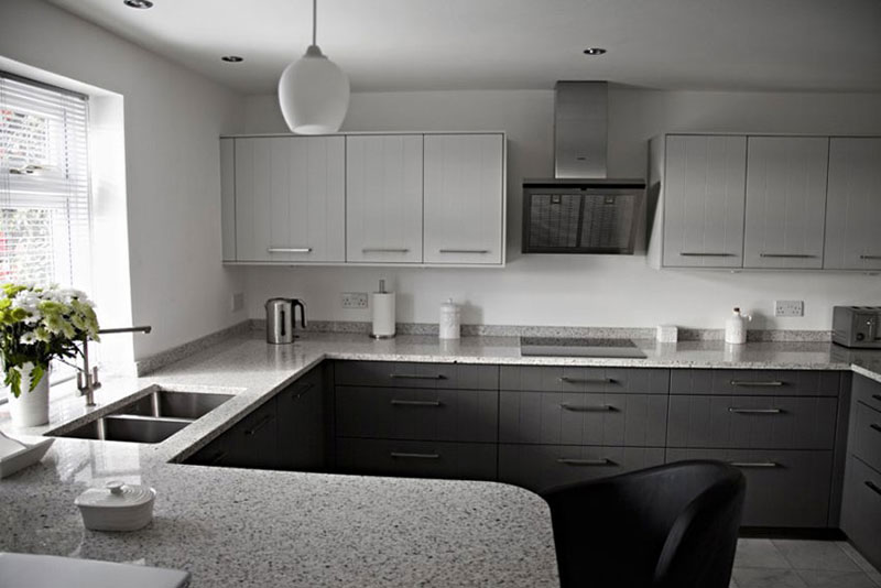 Modern Kitchen With Bethel White Granite Countertops